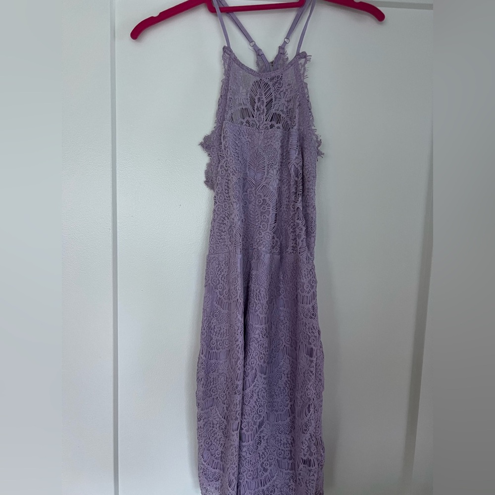 Free People Lace/Crochet Mini Dress Purple XS